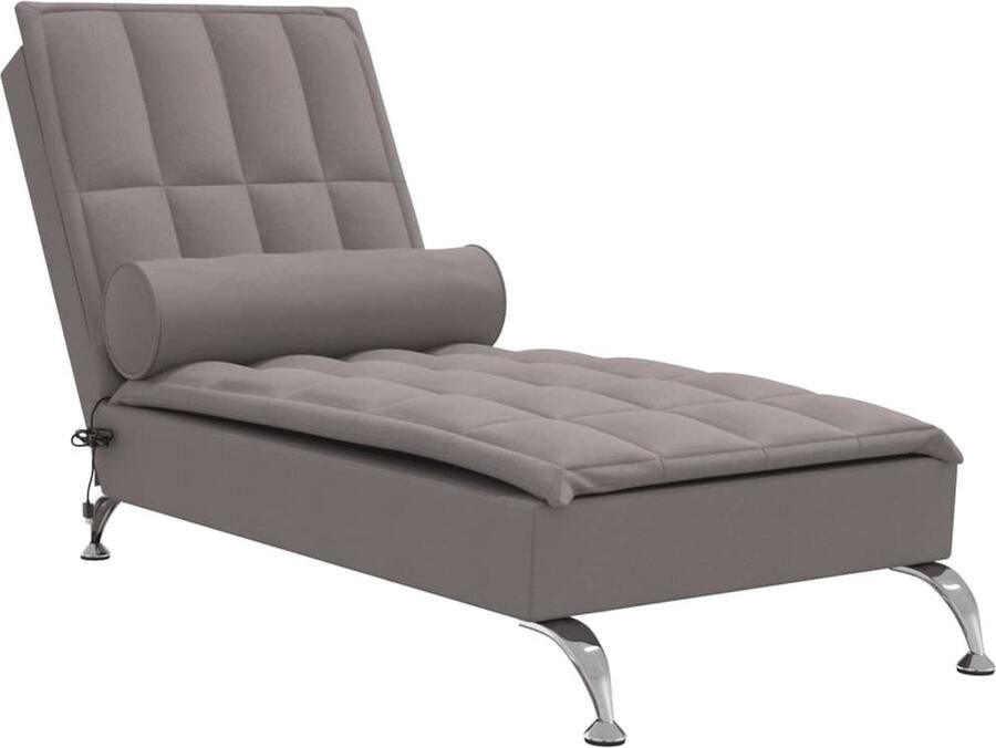 VidaXL Massage chaise longue met bolster stof taupe