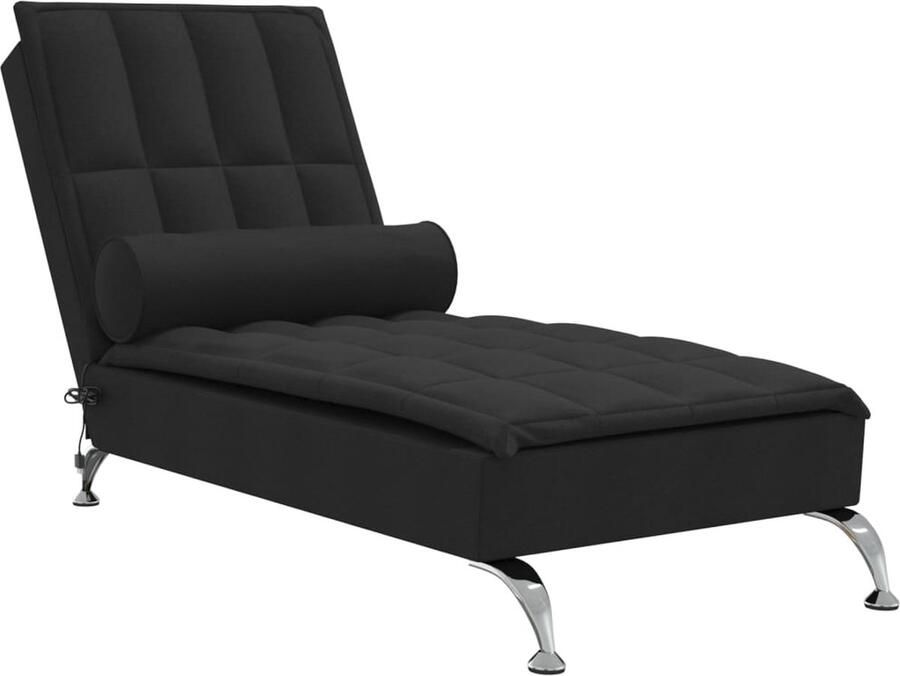 VidaXL Massage chaise longue met bolster stof zwart - Foto 2