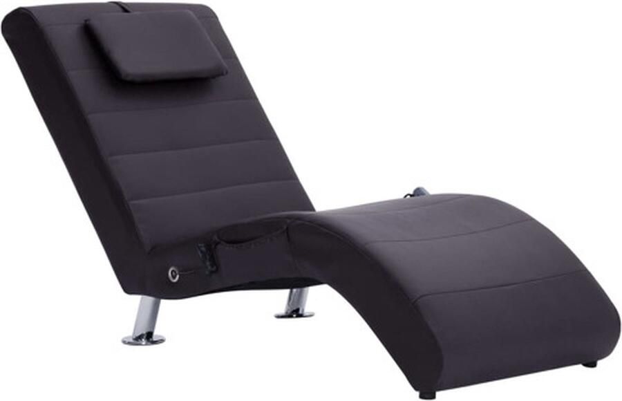 VidaXL Massage chaise longue met kussen kunstleer bruin