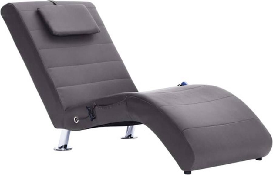 VidaXL -Massage-chaise-longue-met-kussen-kunstleer-grijs - Foto 2