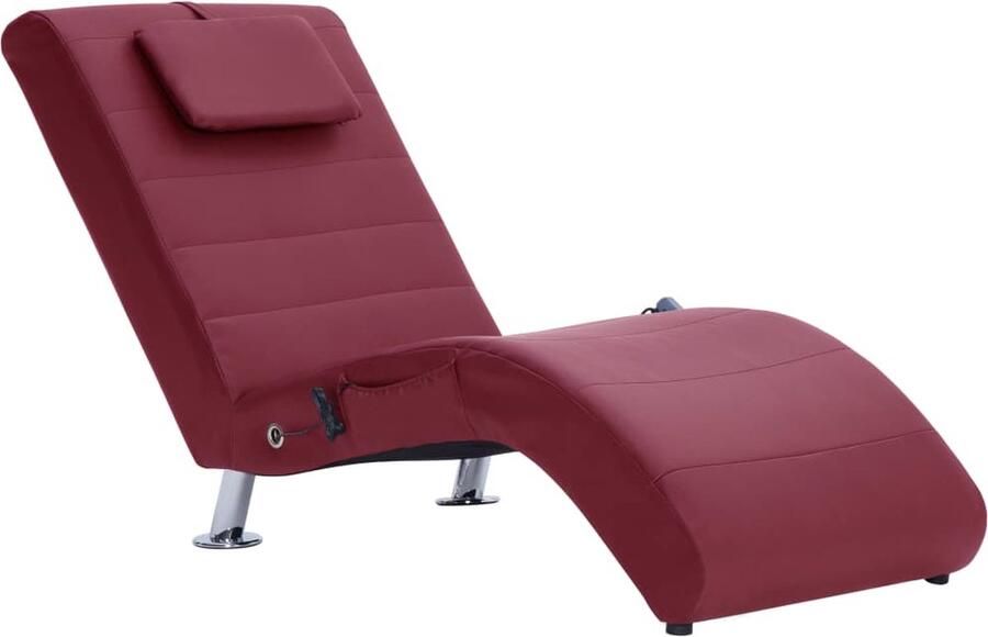 VidaXL Massage chaise longue met kussen kunstleer wijnrood