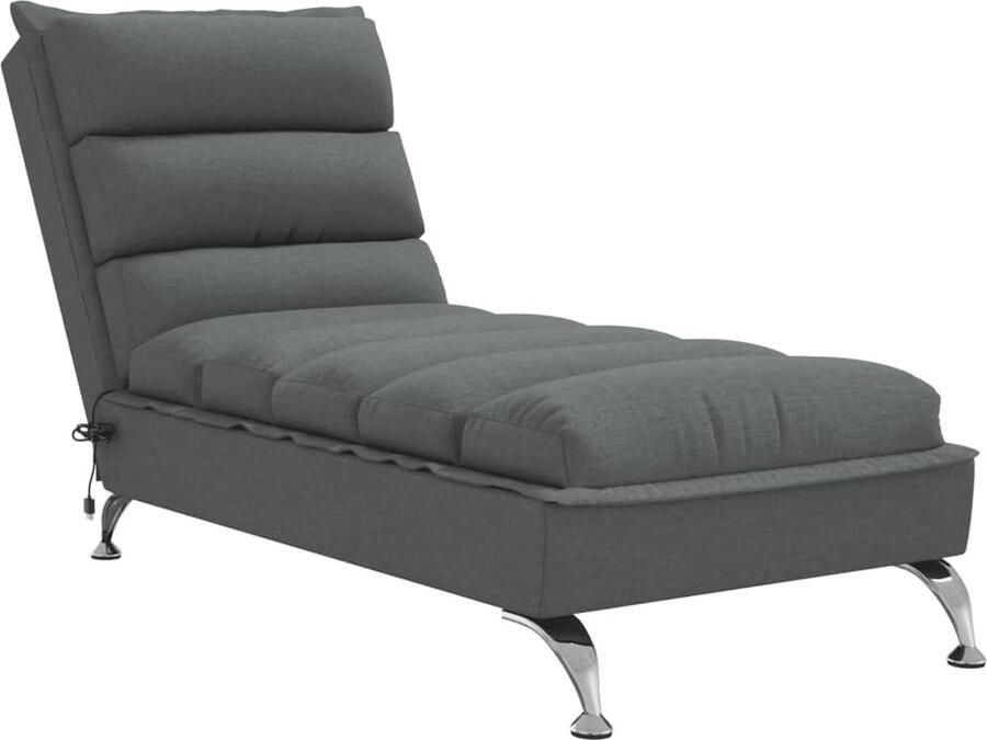 VidaXL Massage chaise longue met kussens stof donkergrijs - Foto 2