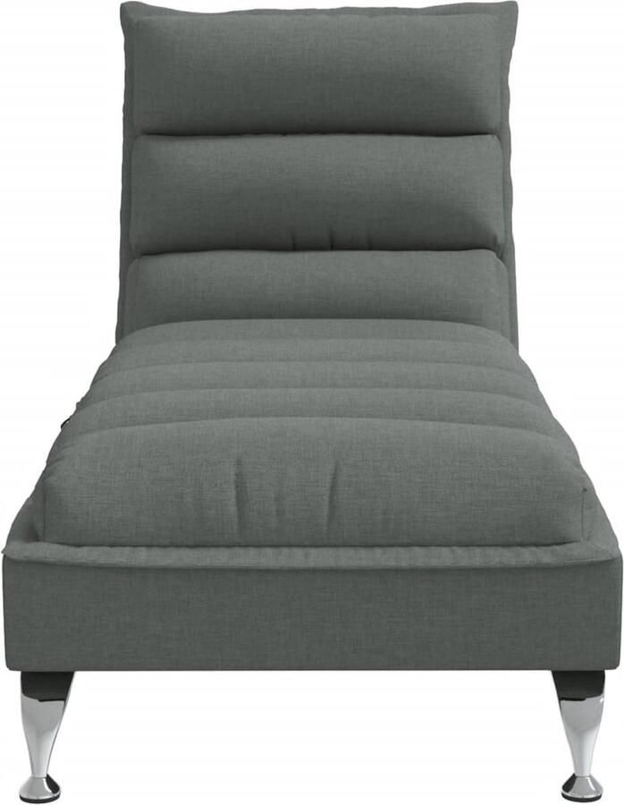 VidaXL Massage chaise longue met kussens stof donkergrijs