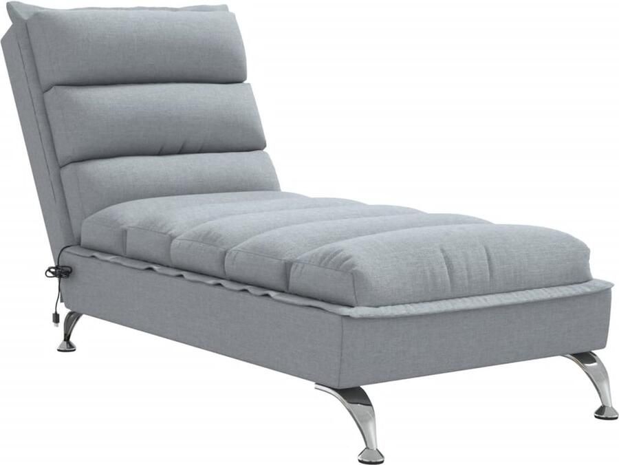 VidaXL -Massage-chaise-longue-met-kussens-stof-lichtgrijs
