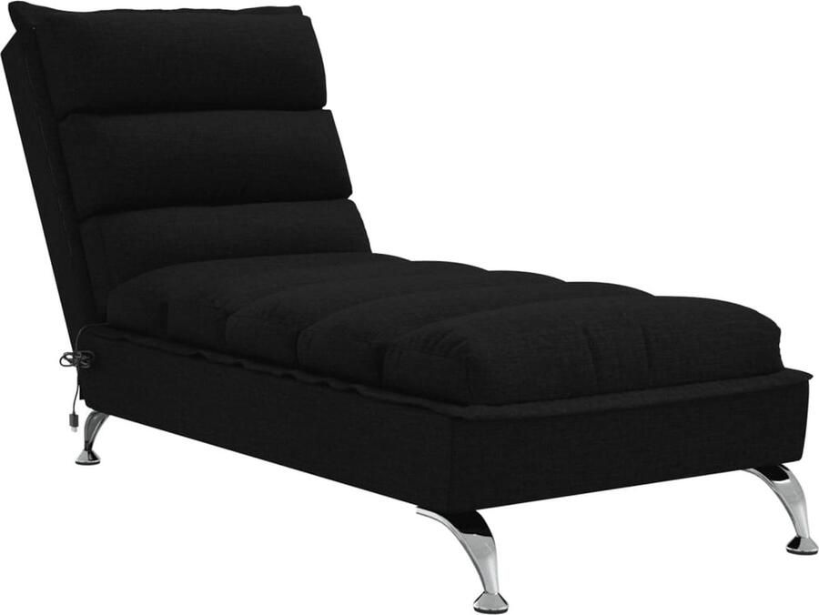 VidaXL Massage chaise longue met kussens stof zwart - Foto 2