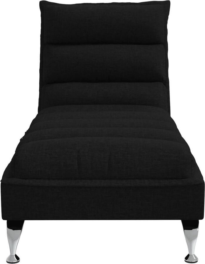 VidaXL Massage chaise longue met kussens stof zwart
