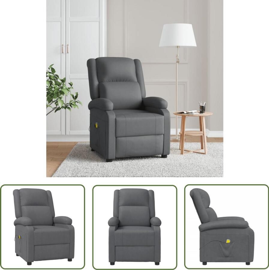 VidaXL Massagestoel kunstleer antracietkleurig Massagestoel Massage Fauteuil Antraciet Kunstleder Lounge Stoel