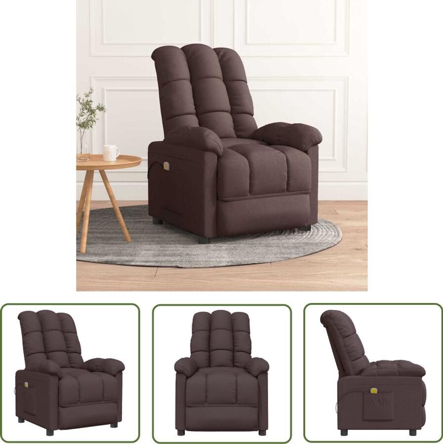 VidaXL Massagestoel stof donkerbruin Massagestoel Massage Fauteuil Relaxstoel Ergonomische Stoel Lederlook