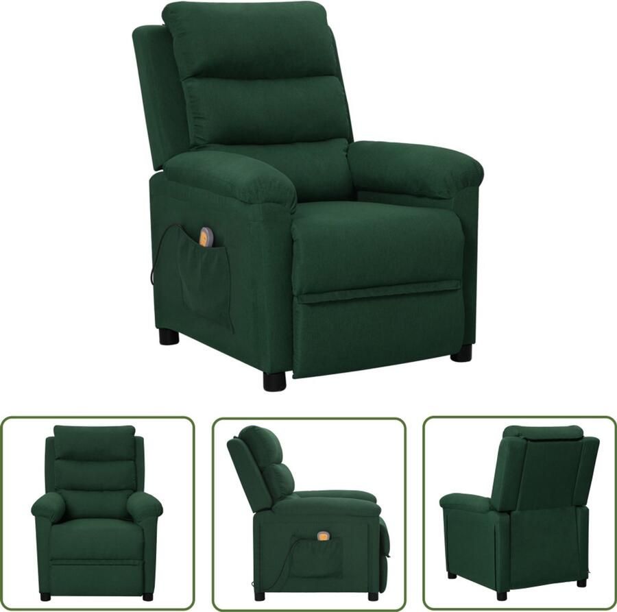 VidaXL Massagestoel stof donkergroen Massagestoel Massage Fauteuil Elektrische Massagestoel Relaxfauteuil Ergonomische Stoel