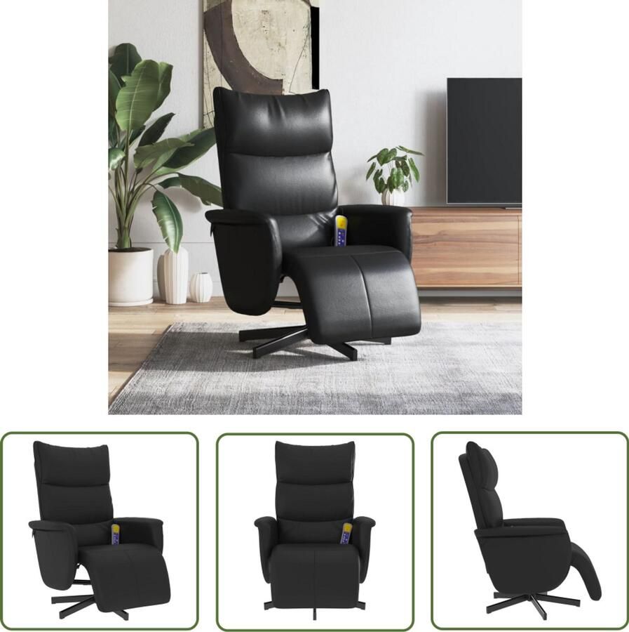 The Living Store Massagestoel verstelbaar met voetensteun kunstleer zwart Massagestoel Massage Fauteuil Elektrische Massagestoel Relaxfauteuil Loungestoel