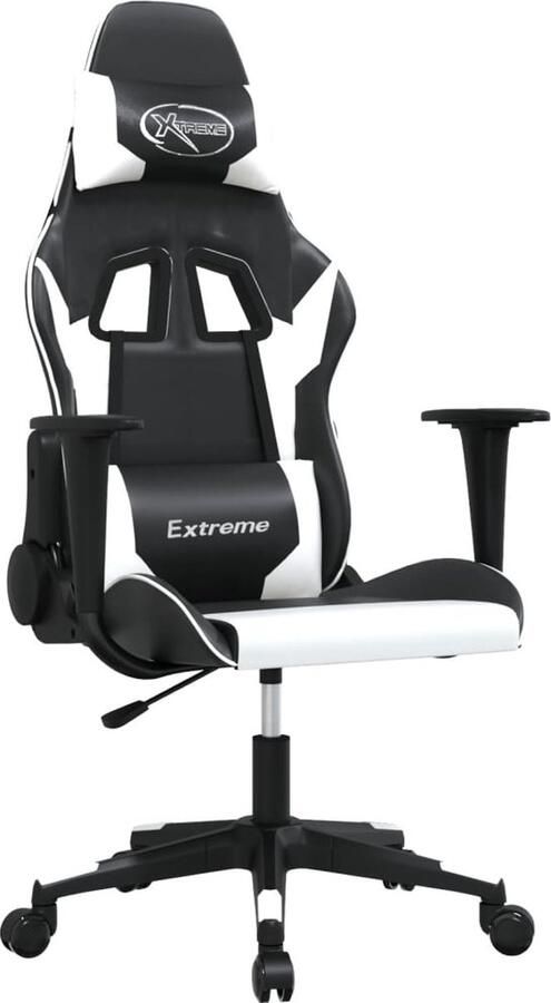 VidaXL -Massage-gamestoel-kunstleer-zwart-en-wit - Foto 3