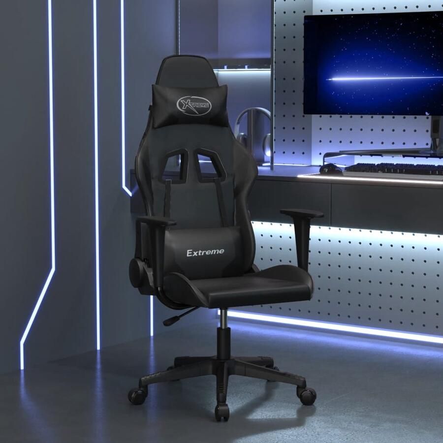 VidaXL Massage gamestoel Kunstleer Zwart Gamingstoel Gamingstoelen Televisiestoel Computer Stoel