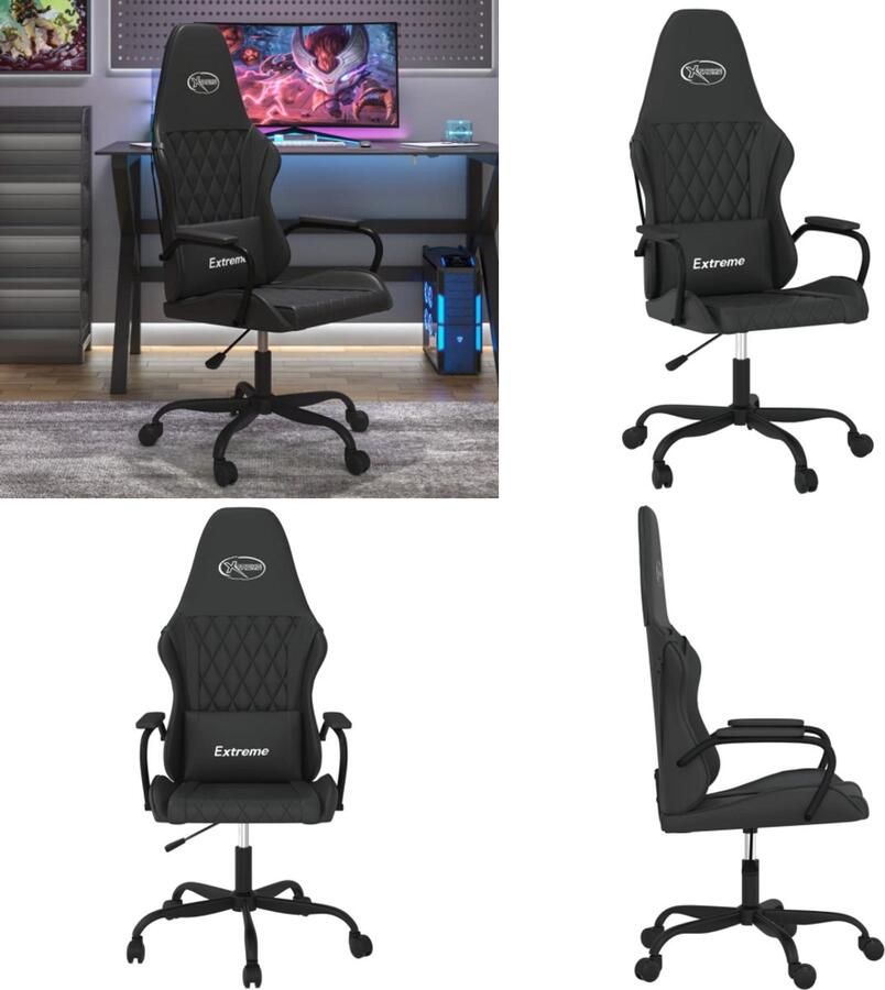 VidaXL Massage gamestoel kunstleer zwart Gamingstoel Gamingstoelen Televisiestoel Computer Stoel