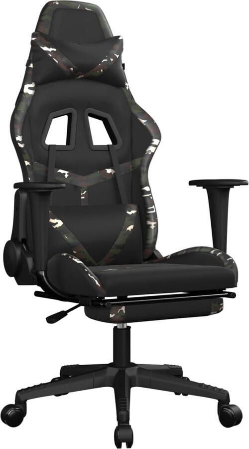 VidaXL Massage Gamestoel Zwart & Camouflage Gamestoel Gamingstoel Massage Functie Ergonomisch Kunstleder Kantoorstoelen Computerstoel Bureaustoel - Foto 2