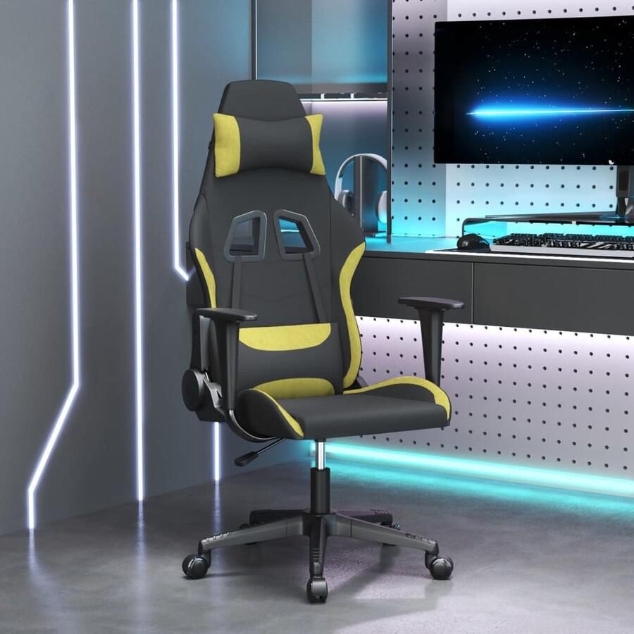 VidaXL Massage Gamestoel Zwart & Lichtgroen Gamestoel Gamingstoel Massage Functie Verstelbaar Ergonomische Stoel Computerstoelen Kantoorstoel Zwarte Stoel Groene Stoel