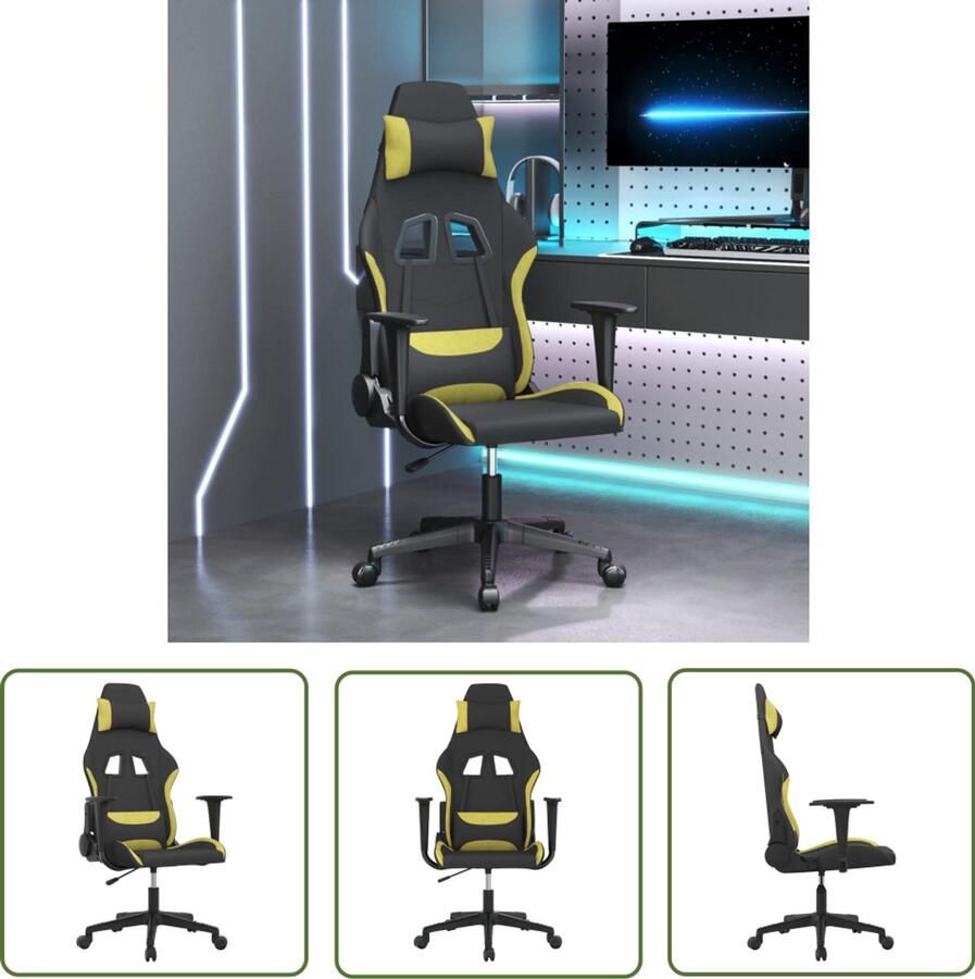 VidaXL Massage Gamestoel Zwart & Lichtgroen Gamestoel Gamingstoel Massage Functie Verstelbaar Ergonomische Stoel Computerstoelen Kantoorstoel Zwarte Stoel Groene Stoel - Foto 2