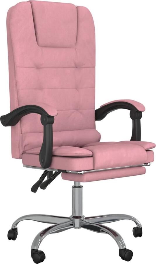 VidaXL Massage Kantoorstoel Fluweel Roze Verstelbaar Kantoorstoel Bureaustoel Velvet Fauteuil Ergonomische Stoel Massage Functie Roze Stoel Verstelbare Stoel Design Stoel Luxe Stoel