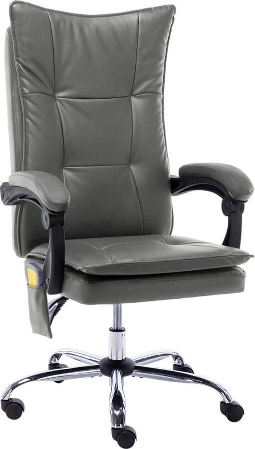 VidaXL Massage Kantoorstoel Kunstleer Antraciet Kantoorstoel Ergonomische Stoel Massage Stoel Verwarming Functie Bureaustool Thuiswerkstoelen Antraciet Kleur - Foto 2
