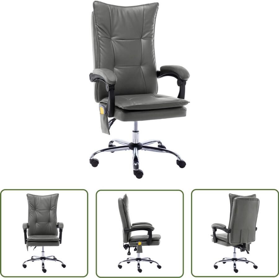 VidaXL Massage Kantoorstoel Kunstleer Antraciet Kantoorstoel Ergonomische Stoel Massage Stoel Verwarming Functie Bureaustool Thuiswerkstoelen Antraciet Kleur