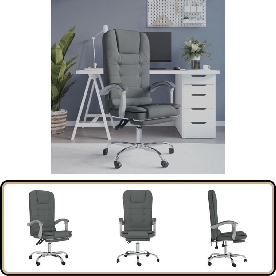 VidaXL Massage Kantoorstoel Verstelbaar Donkergrijs Kantoorstoel Bureaustoel Massage Stoel Ergonomische Stoel Comfortabele Stoel Grijs