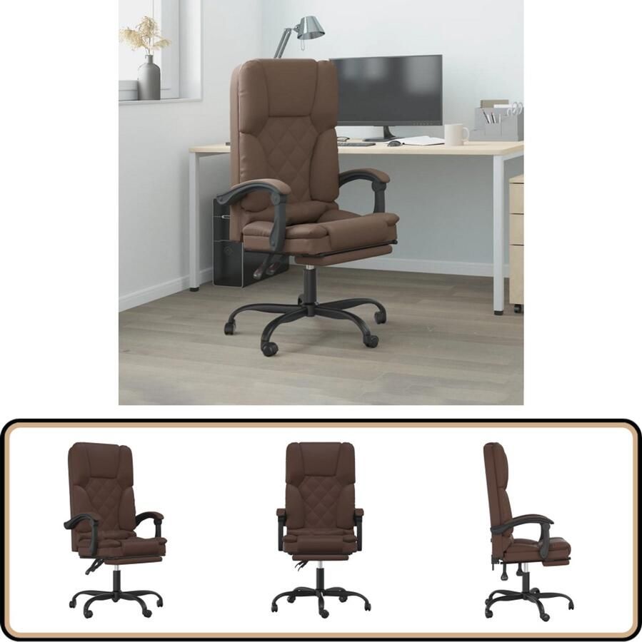 VidaXL Massage Kantoorstoel Verstelbaar Kunstleer Bruin Kantoorstoel Bureaustoel Massagestoel Kunstleder Comfortabele Stoel Ergonomische Stoel Verstelbare Stoel