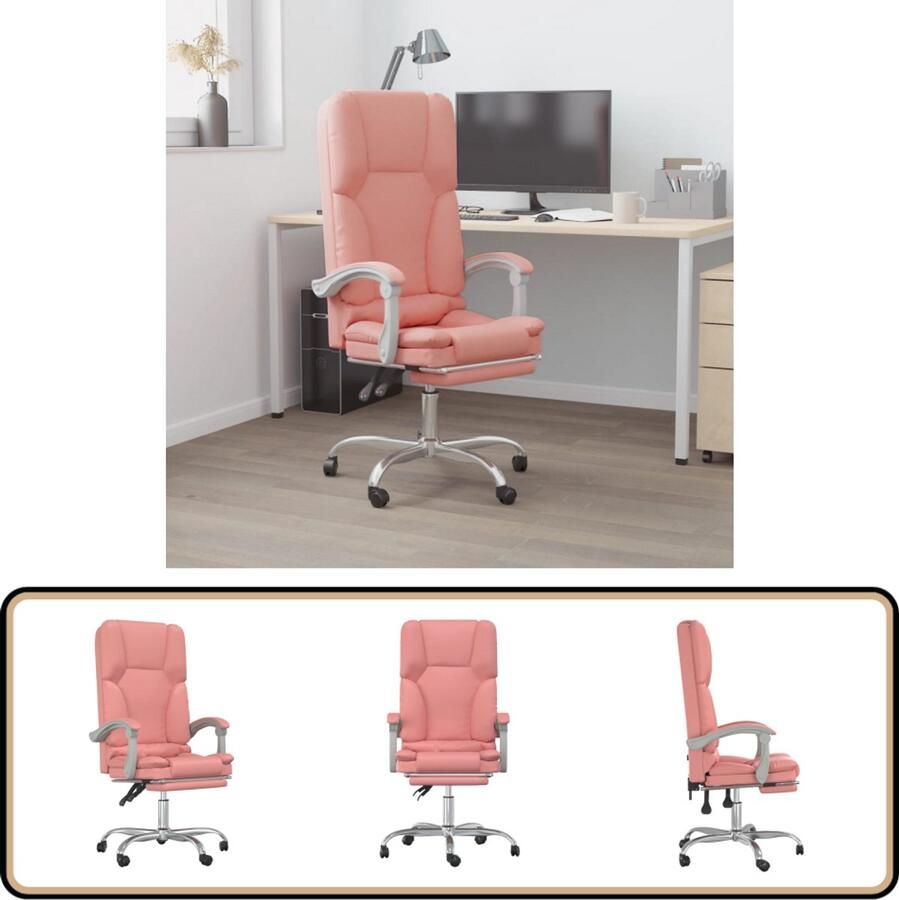 VidaXL Massage Kantoorstoel Verstelbaar Kunstleer Roze Bureaustoel Massage Functie Verstelbare Stoel Kunstleder Roze Stoel Werkstoelen