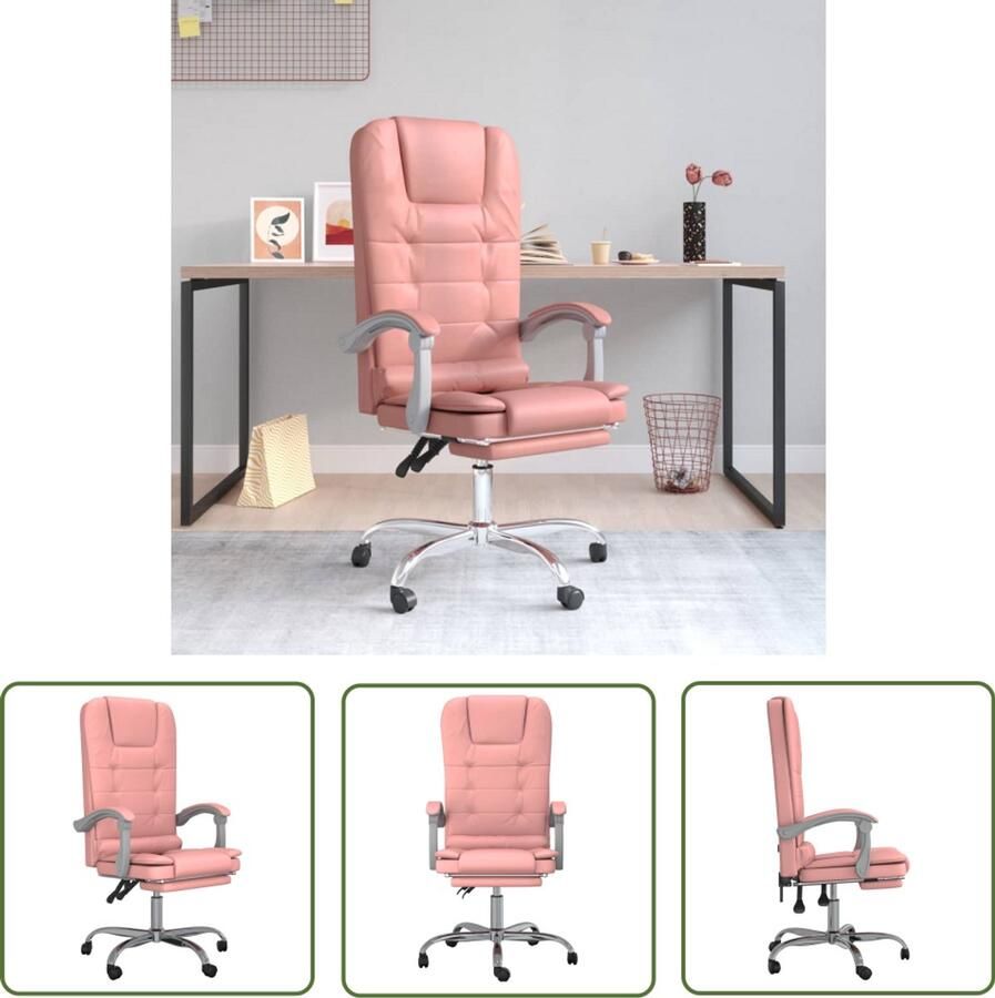 VidaXL Massage Kantoorstoel Verstelbaar Kunstleer Roze Kantoormeubilair Ergonomische Bureaustoel Massagestoel Rozer Bureaustoel Comfortabele Stoel Kantoorstoelen