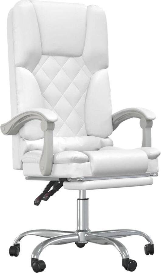 VidaXL Massage Kantoorstoel Verstelbaar Kunstleer Wit Kantoorstoel Bureaustoel Ergonomische Stoel Massage Functie Verstelbare Stoel Witte Stoel Kunstleder Kantoor Meubilair Thuiswerkplek Comfortabele Stoel