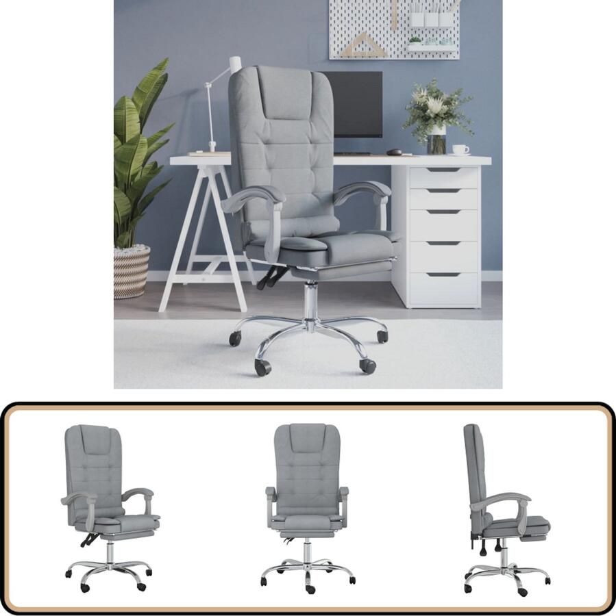 VidaXL Massage Kantoorstoel Verstelbaar Lichtgrijs Verstelbare Bureaustoel Ergonomische Stoel Massage Functie Kantoorstoel Kantoormeubilair