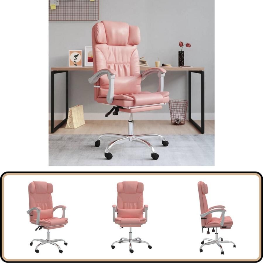 VidaXL Massage Kantoorstoel Verstelbaar Roze Kantoormeubilair Bureaustoel Ergonomische Stoel Massage Functie Pink