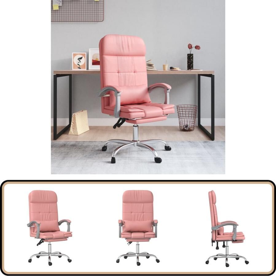 VidaXL Massage Kantoorstoel Verstelbaar Roze Kantoorstoel Bureaustoel Ergonomische Stoel Comfortabele Stoel Massage Functie
