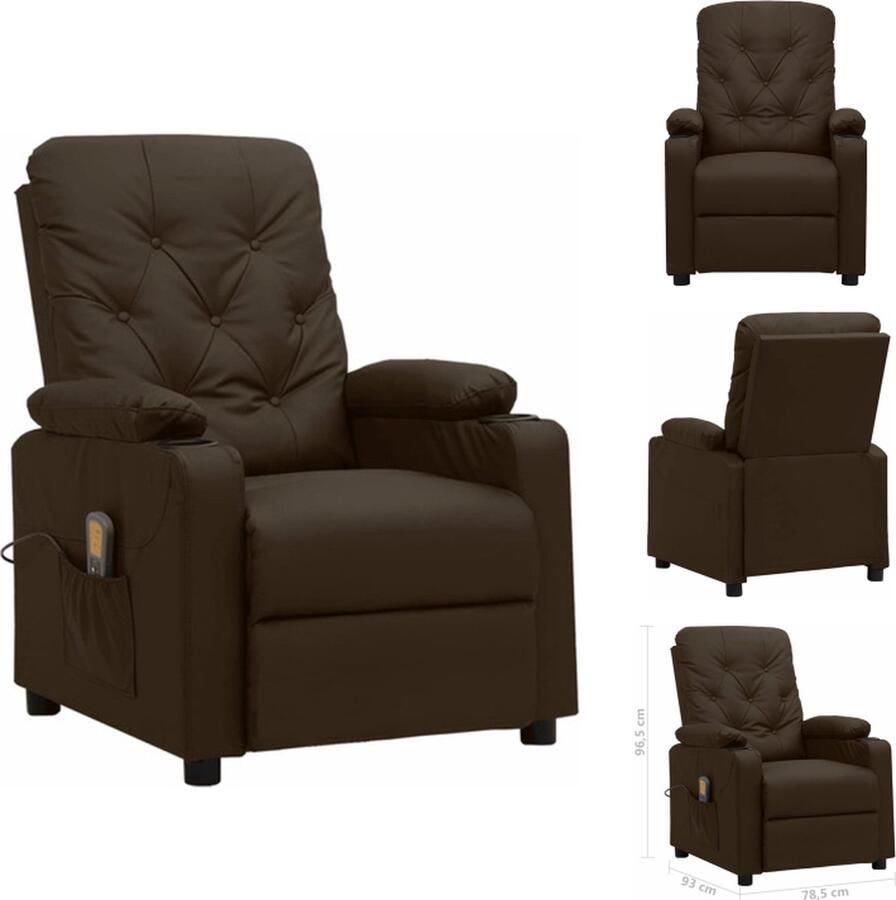 VidaXL Massagefauteuil Bruin Verstelbaar 78.5 x 93 x 96.5 cm Kunstleer 6-punts trillingsmassage Fauteuil