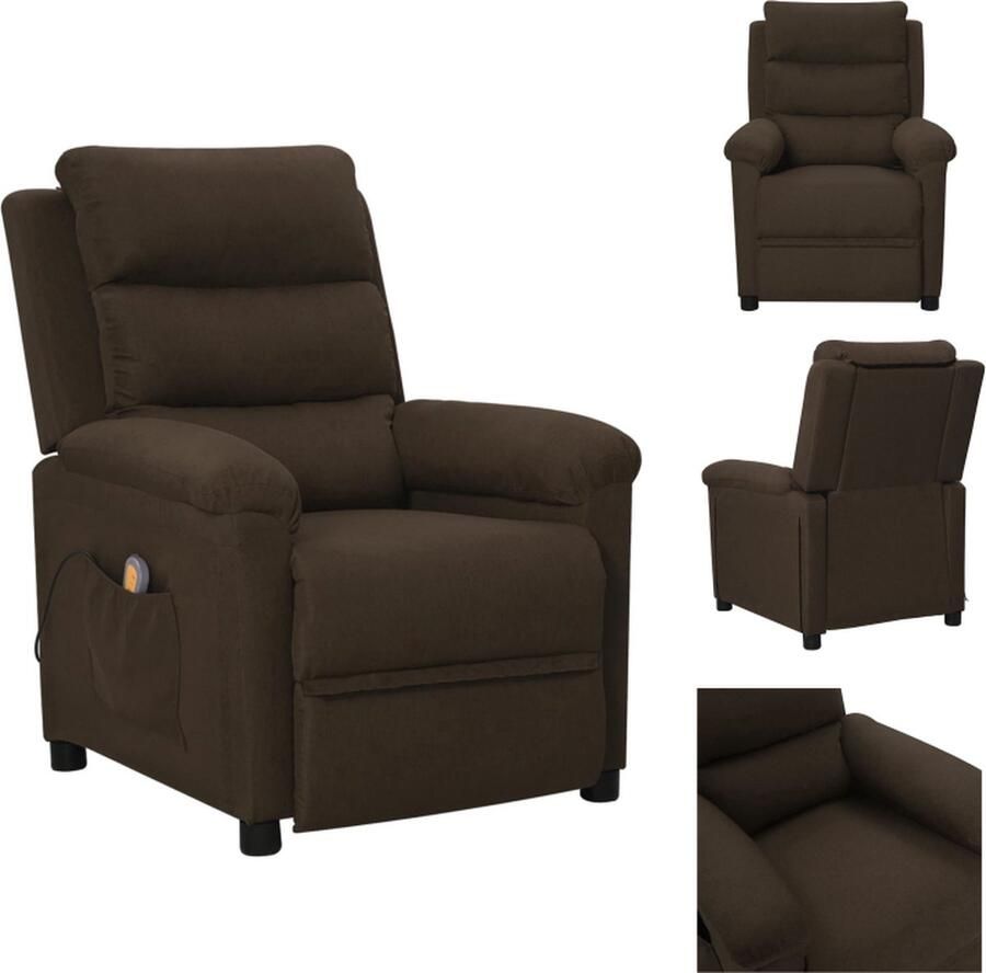 VidaXL Massagestoel Massagestoelen Zitstoel Leunstoel Massagestoel stof donkerbruin - Foto 2
