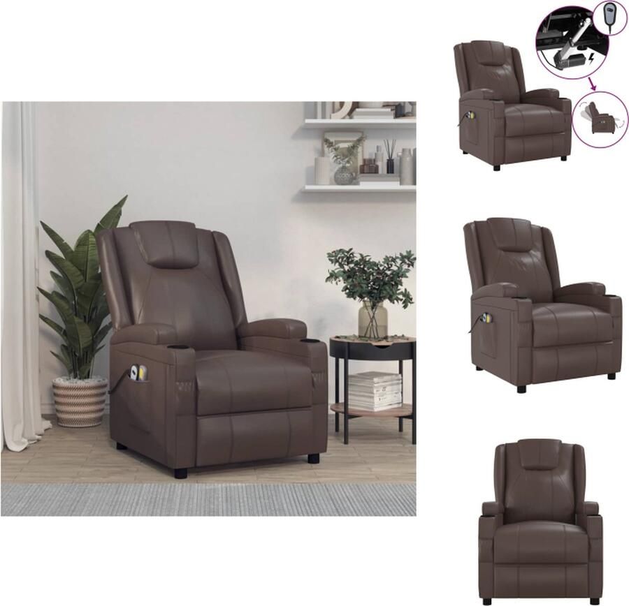VidaXL Massagefauteuil Elektrisch Bruin 75 x 88 x 100 cm Met massage 6-punts trillingsmassage Fauteuil