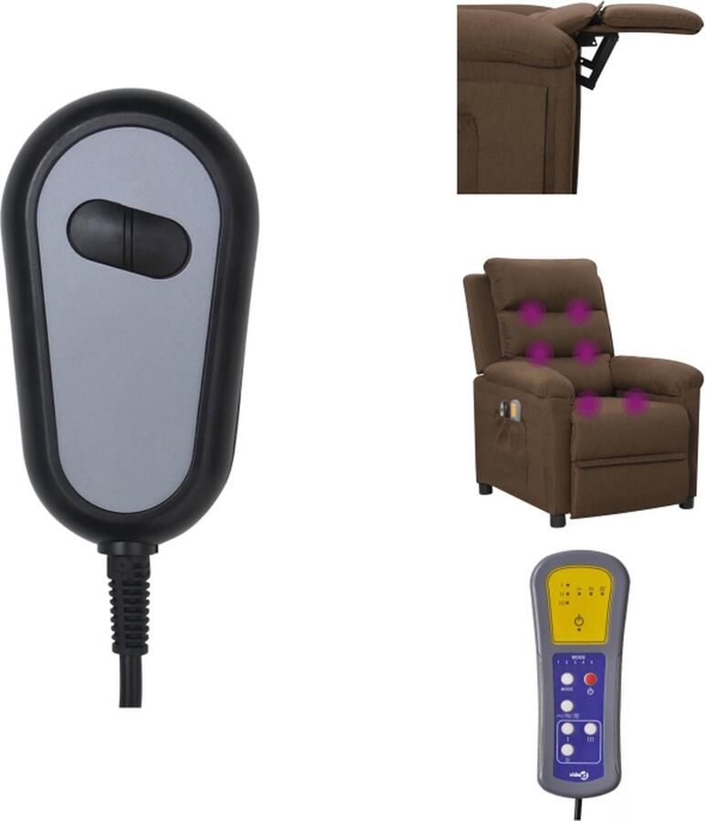 VidaXL Massagefauteuil Elektrisch Bruin Schuimvulling 74 x 143 x 82.5 cm 6-punts Trillingsmassage Verstelbare Rugleuning Fauteuil - Foto 2
