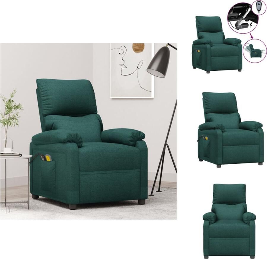 VidaXL Massagefauteuil Elektrisch Verstelbaar 6 Massagepunten Donkergroen 71 x 92 x 96.5 cm Fauteuil