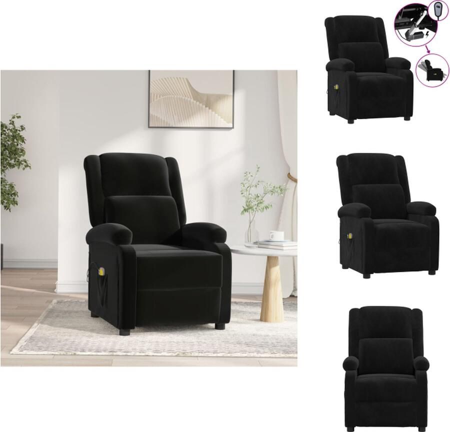 VidaXL Massagefauteuil Elektrisch verstelbaar 6-punts trillingsmassage Zwart Fauteuil