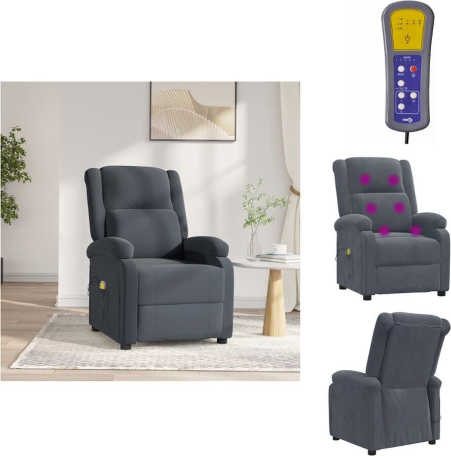 VidaXL Massagefauteuil Elektrisch verstelbaar 70 x 93 x 98 cm Donkergrijs Fauteuil