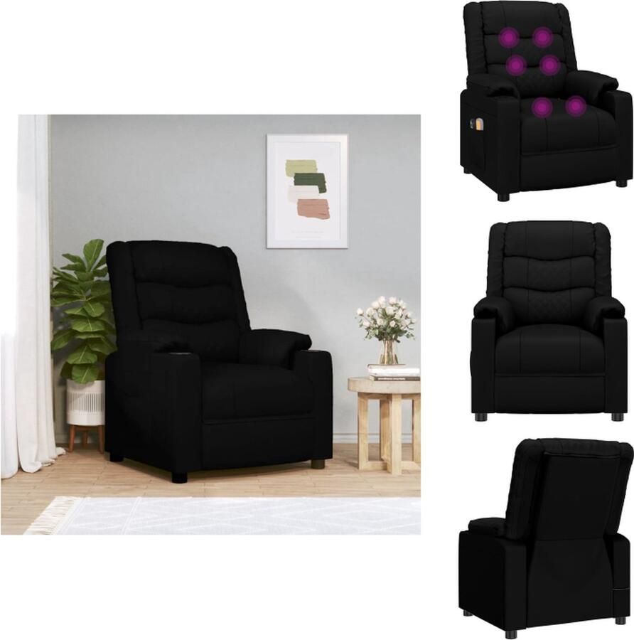 VidaXL Massagefauteuil elektrisch verstelbaar 78.5 x 145 x 82.5 cm zwart Fauteuil