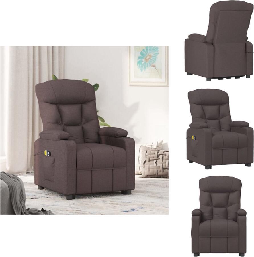 VidaXL Massagestoel Massagestoelen Zitstoel Leunstoel Massagestoel elektrisch verstelbaar stof donkerbruin - Foto 2