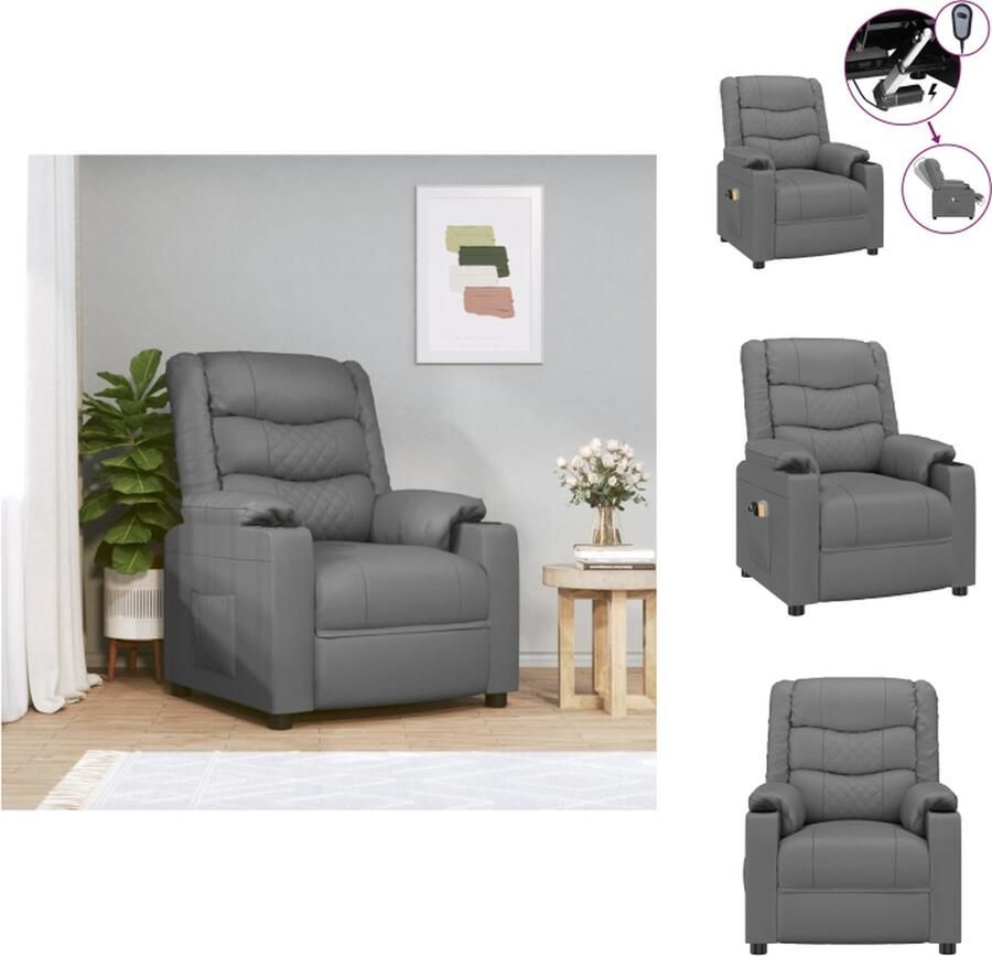 VidaXL Massagefauteuil Elektrisch Verstelbaar Grijs 78.5 x 95.5 x 100 cm Fauteuil