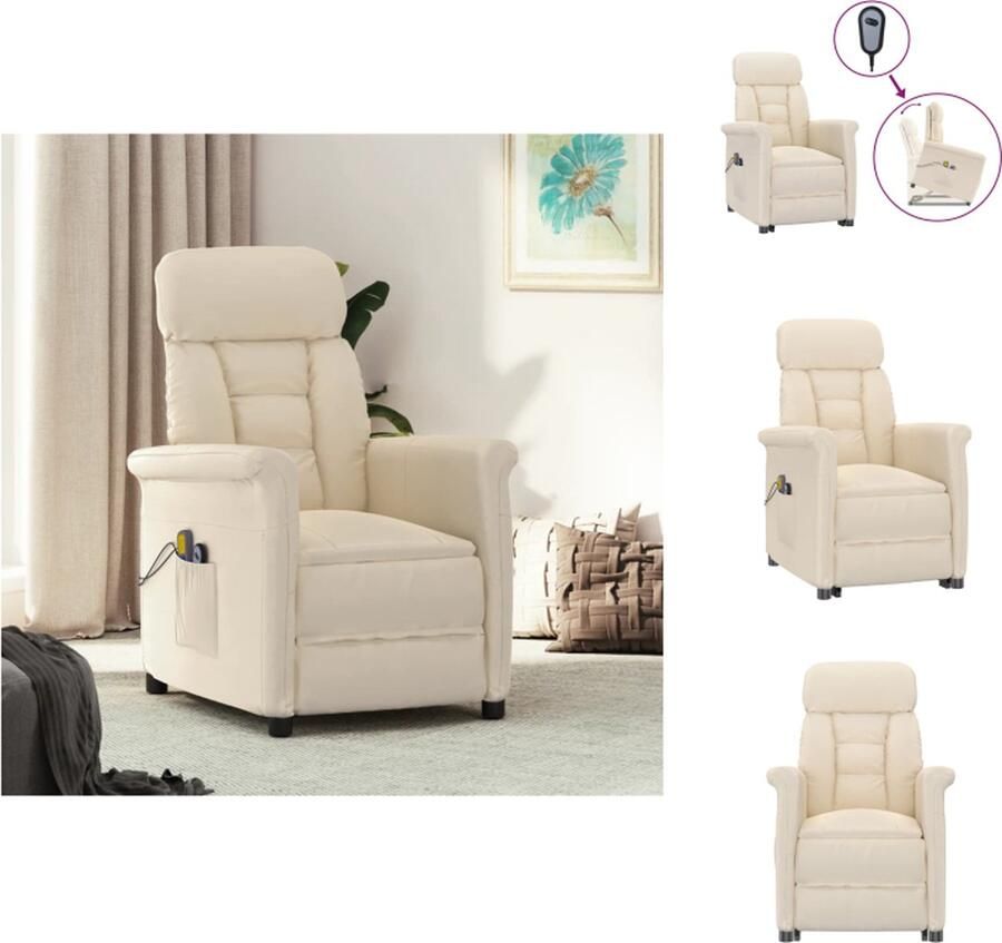 VidaXL Massagefauteuil Elektrisch Verstelbaar Massagefunctie Comfortabele Zitervaring Stevig en Stabiel Frame Beige 70.5 x 96.5 x 95 cm Fauteuil - Foto 2
