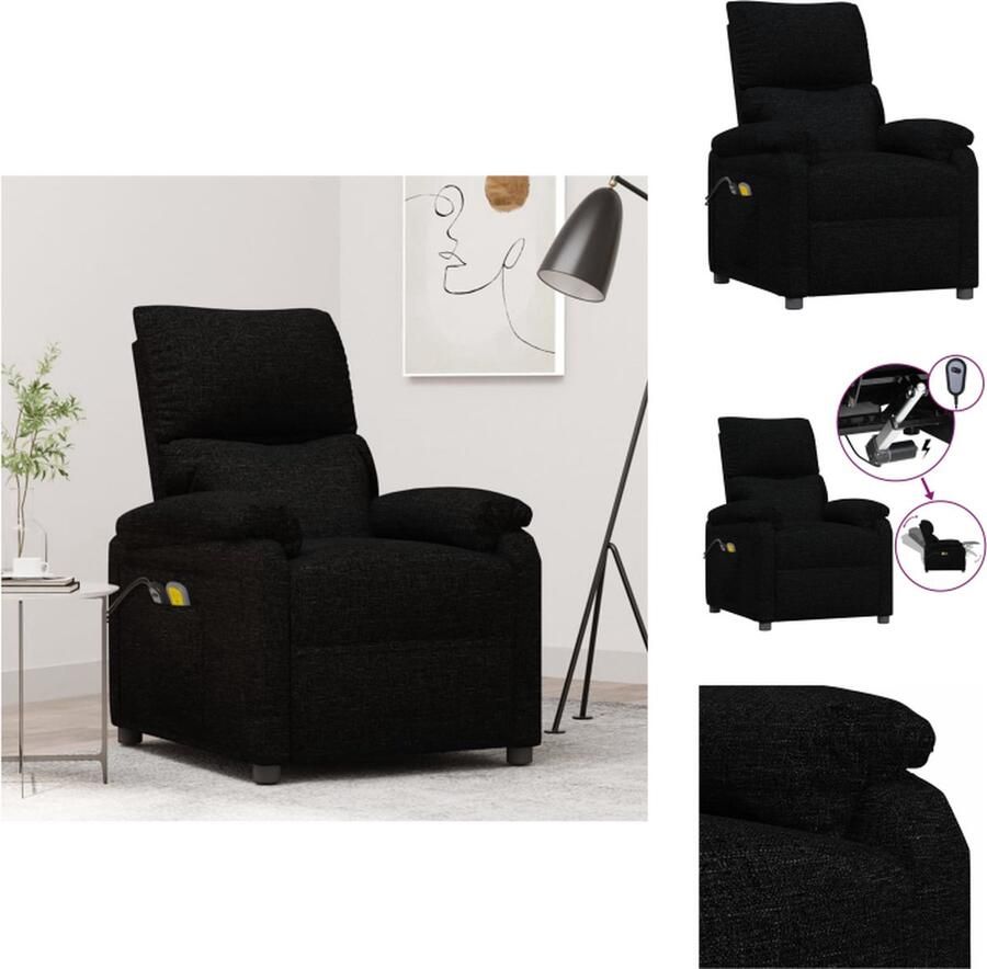 VidaXL Massagefauteuil Elektrisch verstelbaar Massagefunctie Comfortabele zitervaring Stevig en stabiel frame Zwart 71 x 92 x 96.5 cm Fauteuil