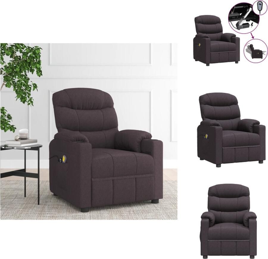 VidaXL Massagefauteuil Elektrisch verstelbaar Massagefunctie Comfortabele zitervaring Stevig en stabiel frame Donkerbruin 75.5 x 143 x 86.5 cm Fauteuil