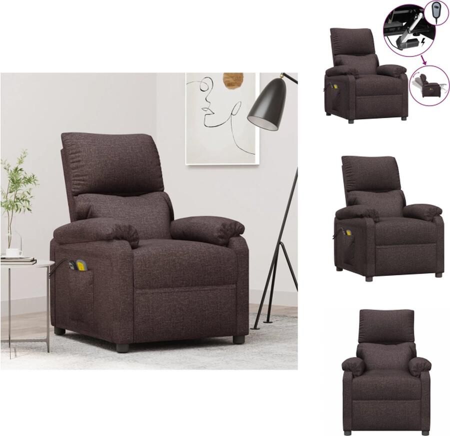 VidaXL Massagefauteuil Elektrisch Verstelbaar Massagefunctie Comfortabele Zitervaring Stevig en Stabiel Donkerbruin 71 x 92 x 96.5 cm Fauteuil