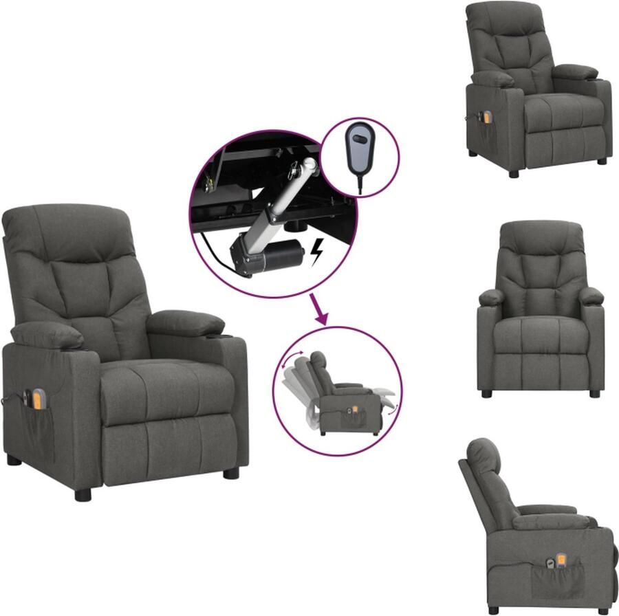 VidaXL Massagefauteuil Elektrisch verstelbaar Massagefunctie Comfortabele zitting Stevig en stabiel frame Donkergrijs Fauteuil - Foto 2