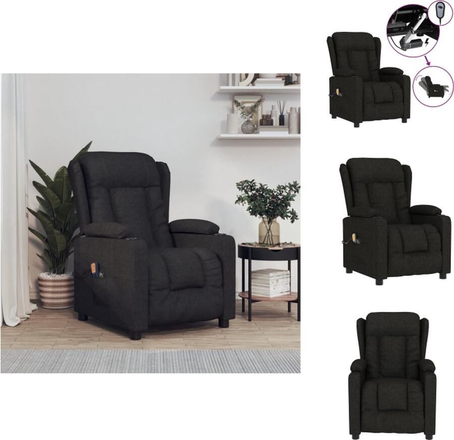 VidaXL Massagefauteuil Elektrisch verstelbaar Vibratie- en warmtefunctie Comfortabele zitervaring Stevig en stabiel frame Zwart 72.5 x 96 x 99.5 cm Fauteuil - Foto 2