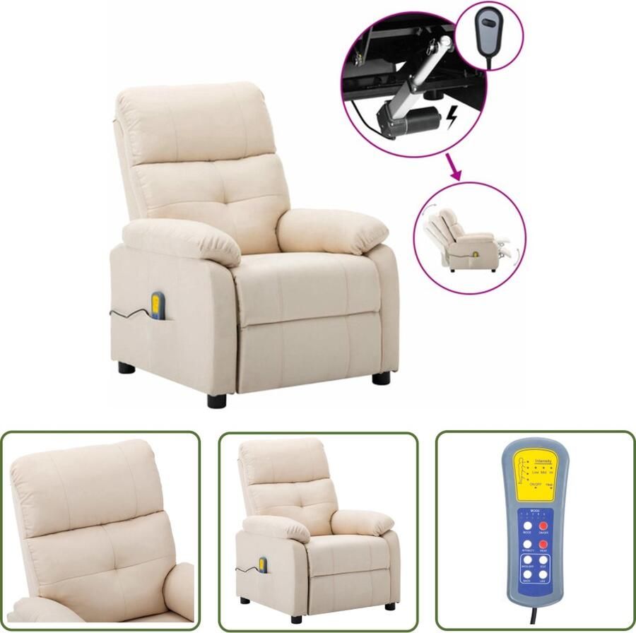 The Living Store Elektrische Massagefauteuil Crème 73 x 90 x 100 cm Elektrisch verstelbaar Elektrische Massagestoel Massagefauteuil Relaxfauteuil Ergonomische Stoel Lounge Stoel - Foto 3