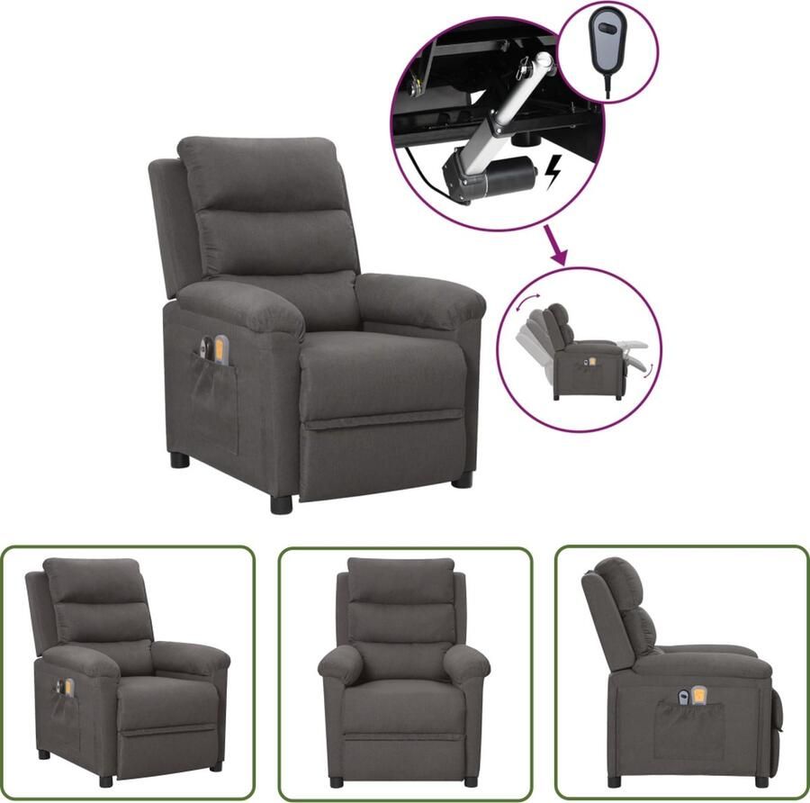 The Living Store Elektrische massagefauteuil donkergrijs 74 x 92 x 101.5 cm verstelbaar Elektrische Massagestoel Massagefauteuil Elektrisch Verstelbaar Ergonomische Stoel Comfortabele Stoel - Foto 2