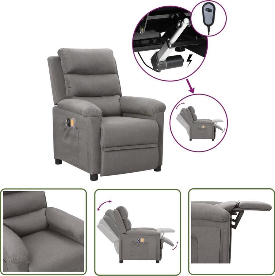 The Living Store Massagefauteuil Elektrisch Verstelbaar 3 Posities 6 Massagepunten Lichtgrijs 74x92x101.5 cm Elektrische Massagestoel Massagefauteuil Relaxstoel Ergonomische Stoel Grijs Meubilair - Foto 2
